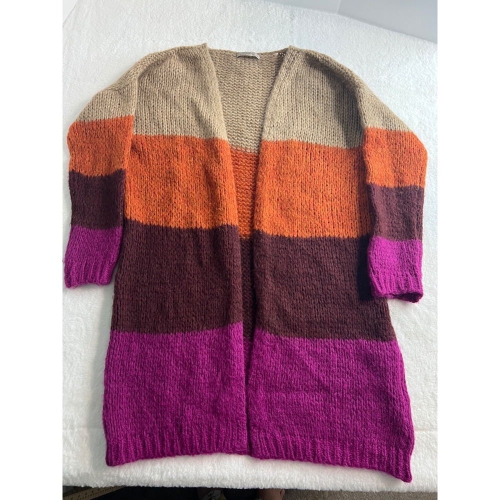 Niccolai Italy Womens Cardigan Sweater Medium Wool Mohair Blend Colorblock